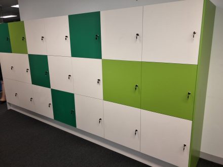 commercial cabinets lockers green and white